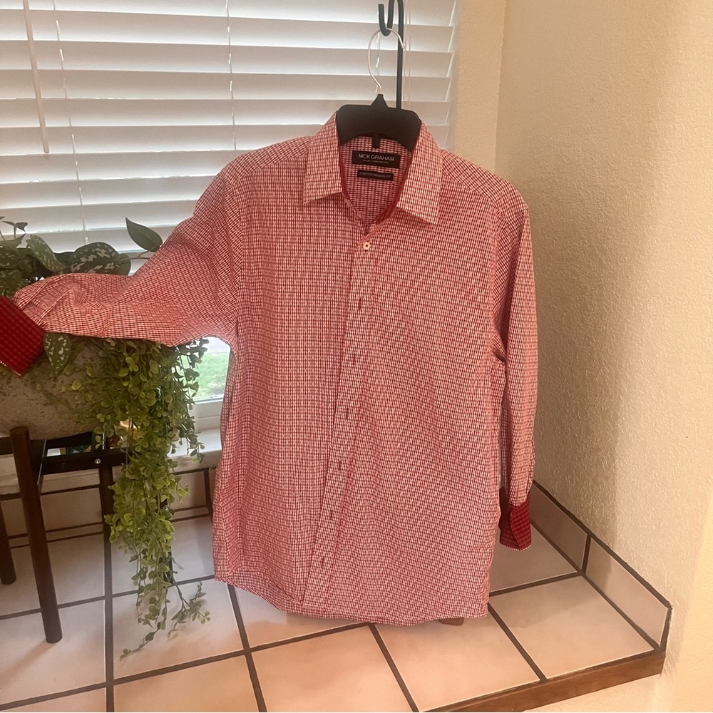 Nick Graham Check Patterned Long Sleeve Button Down Shirt. Size M.